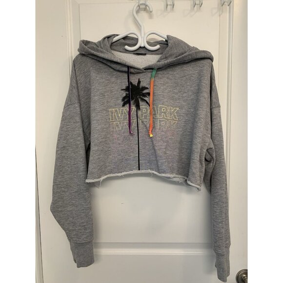 IVY PARK Festival Palm Athletic Wear Cropped Hoodie Grey Women’s Medium Beyoncé - Picture 1 of 10